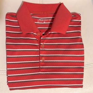 Nike Dri Fit Red/Salmon Short Sleeve Golf Polo Shirt Size Small